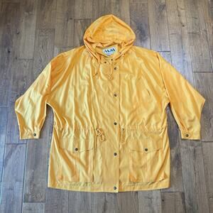 MM By Krizia VTG Yellow Drawstring Belted Rain Jacket Women’s Size L Lightweight
